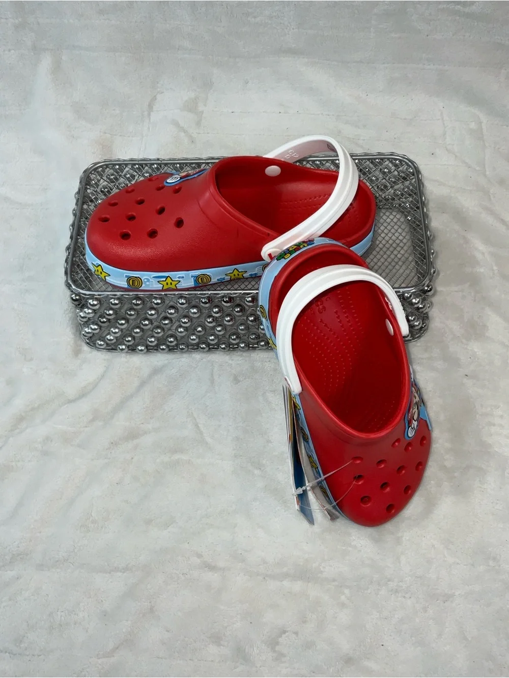 CROCS Kids Red Mario Clog Sandals with White Strap size 12C style 207059-8C1